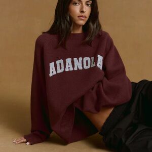 Adanola Varsity Boucle Oversized Knit Sweatshirt